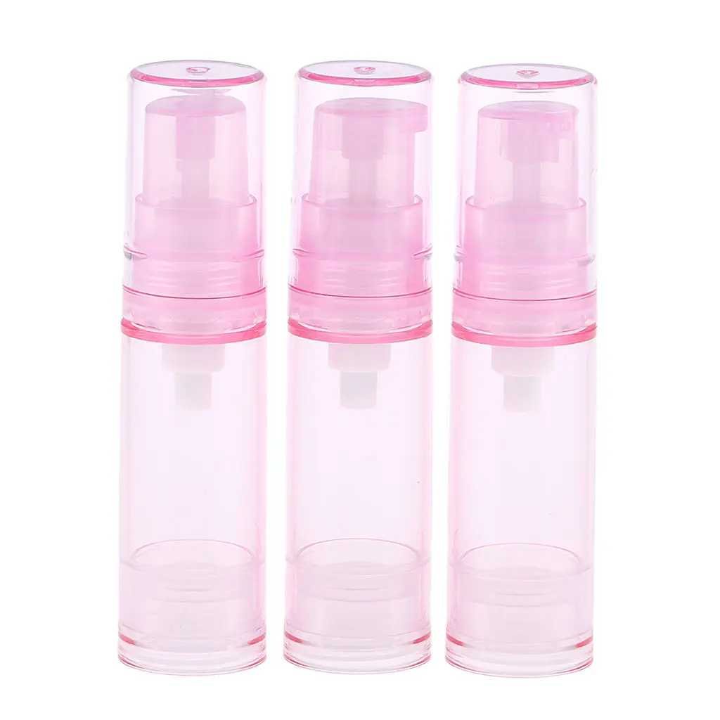 3Pcs 0.17oz Airless Pump Transparent Bottle Lotion Cosmetic Refill Container