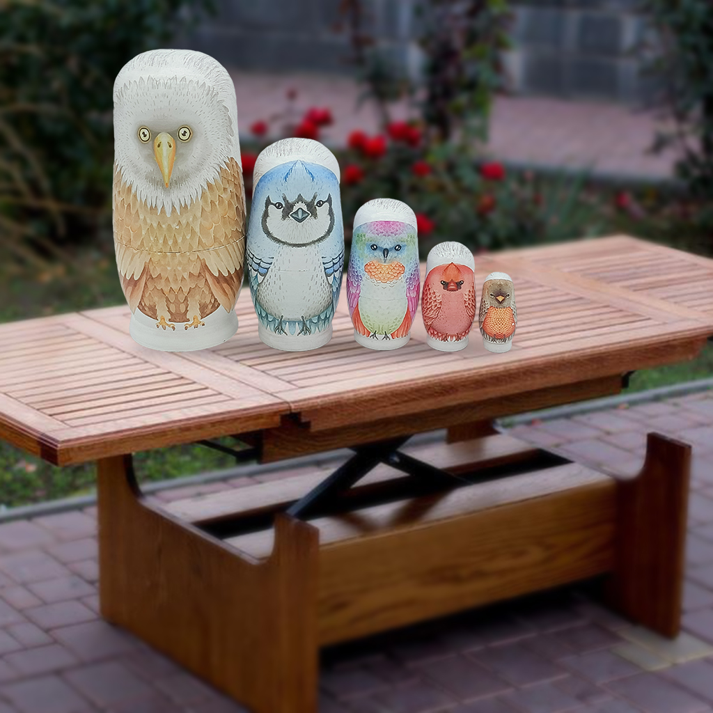 Owl Matryoshka Set Wooden Russian Nesting Dolls Home Decor Birthday Gift