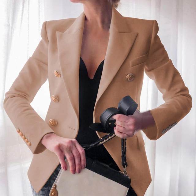 Blazer Femme élégant - Veste Tailleur Unie, Manches Longues, Coupe Slim, Pour Bureau, Soirées, Mi-saison