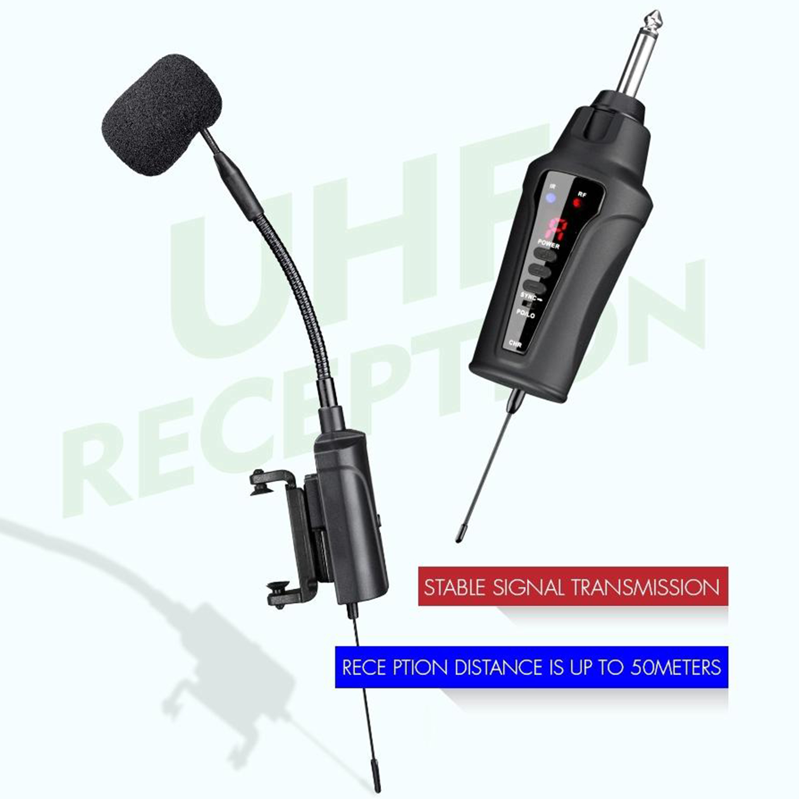 Wireless UHF Violin Microphone Clip-on Cardioid Receiver Mic for 4/4 Violins