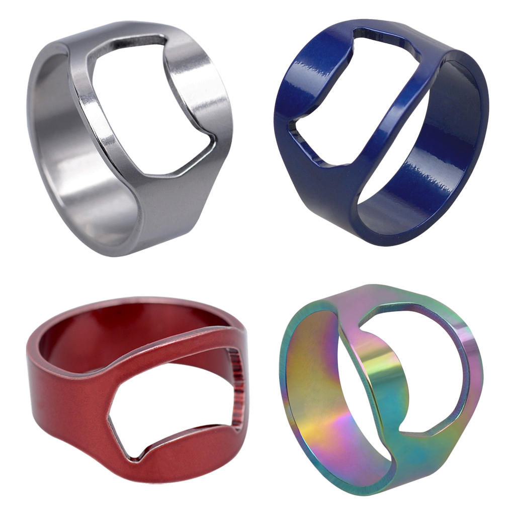 4 Pieces Bottle Opener Ring Colorful 4 Color Creative Lightweight Versatile Jewelry Finger for Holiday Family Gift Women Men