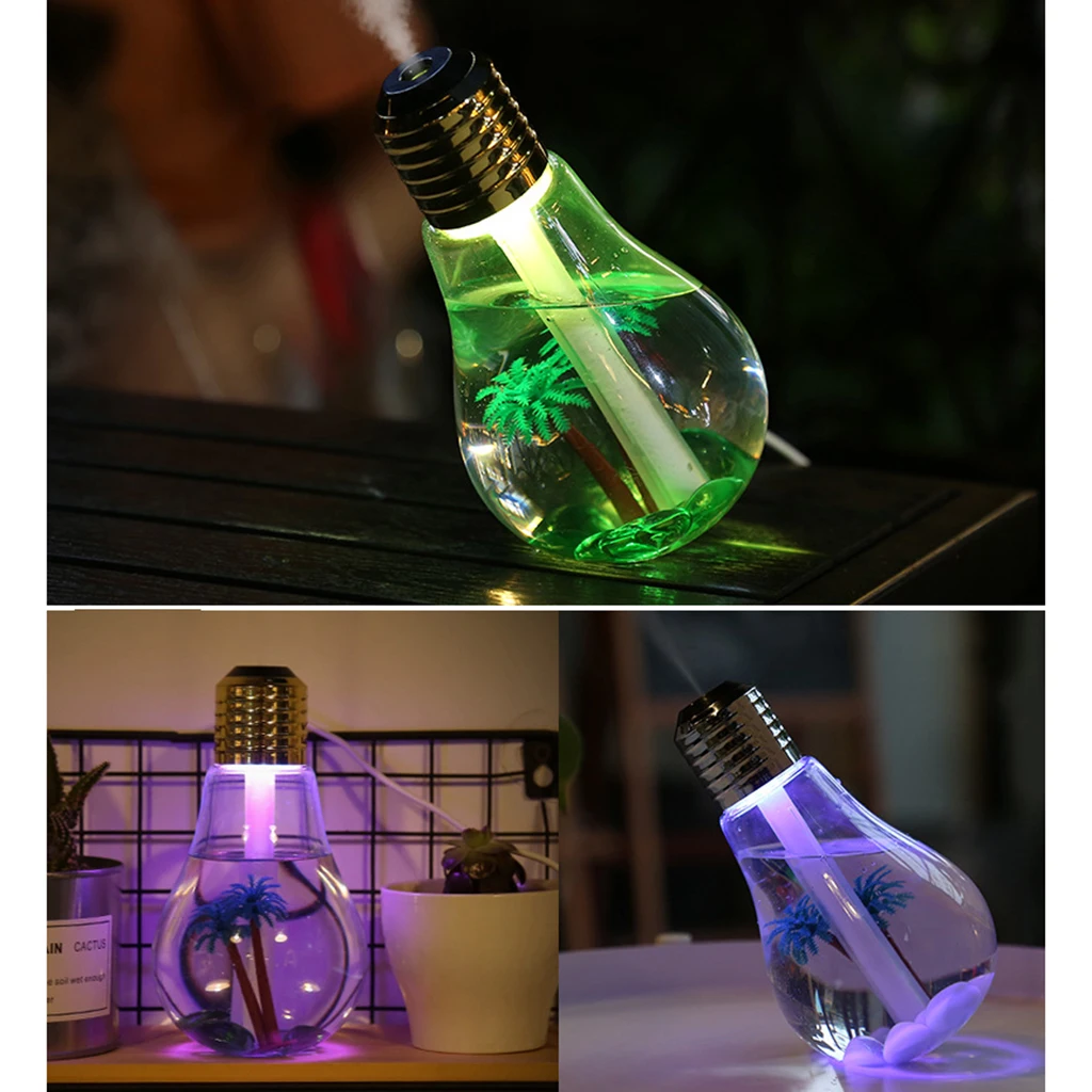 LED Bulb Shape Air Humidifier Aromatherapy USB Humidifier for Car Hotel