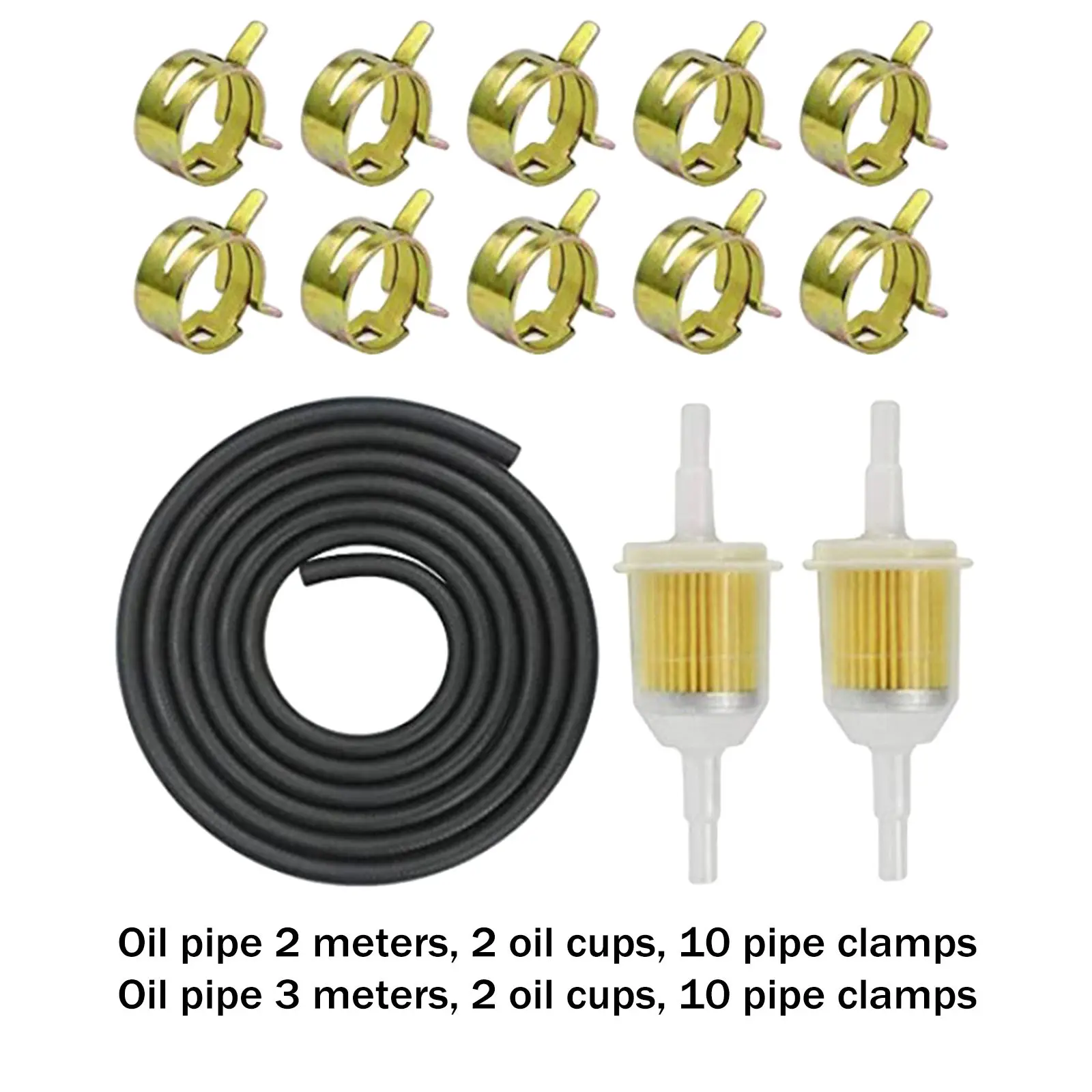 Fuel Line Hose Set 10Pieces Hose Clamps for Small Tractors Lawn Mowers Motorcycles Weight Machines Accessories Parts