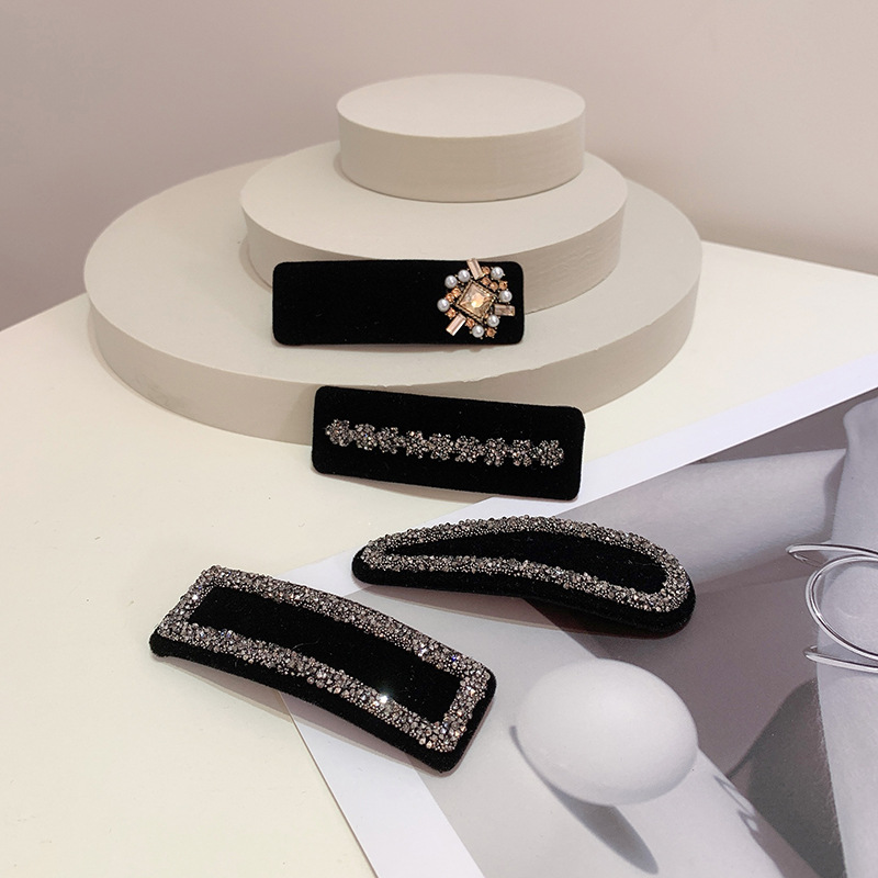 Retro Schwarz Samt Haarnadeln für Haarspangen Frauen Kristall Strass Perle Koreanische Weibliche Haar Clips Schmuck Mädchen Zubehör – Detail 1
