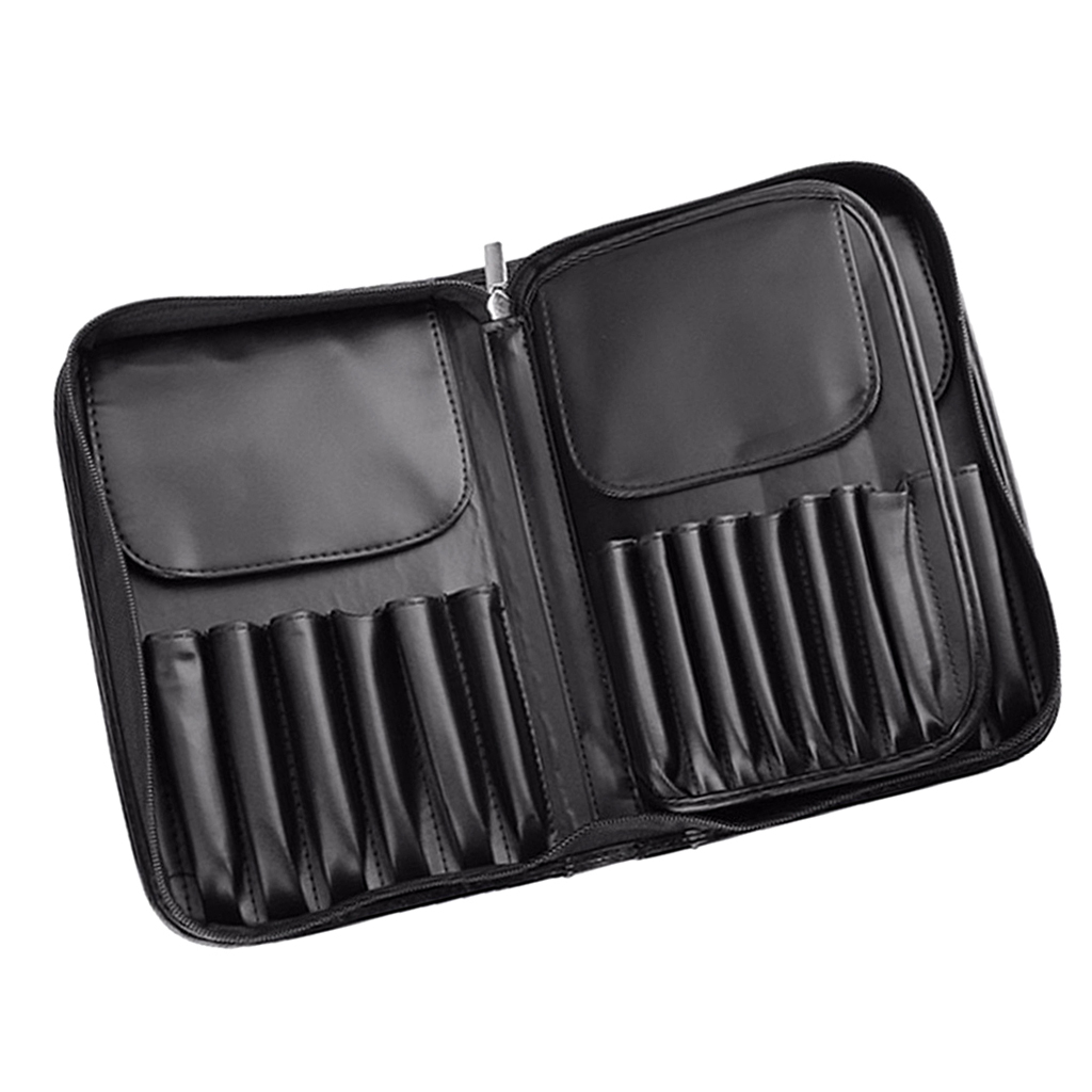 Compact Size Professional Cosmetic Case Makeup Brush Organizer Purse Handbag with Mirror Holder Pouch, Multi-functional