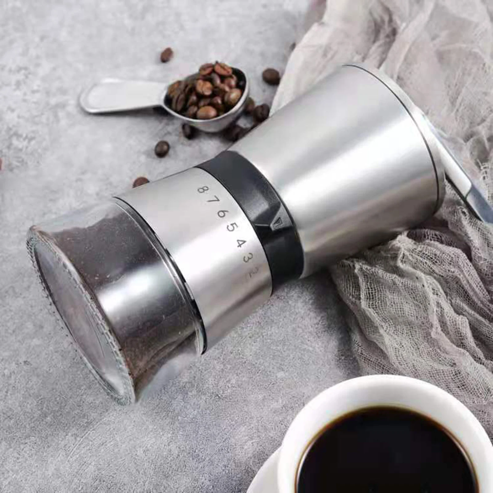 Durable Manual Coffee Grinder with Adjustable 8 Setting Hand Mill Coffee Grinder for Press Camping Turkish Brew Espresso