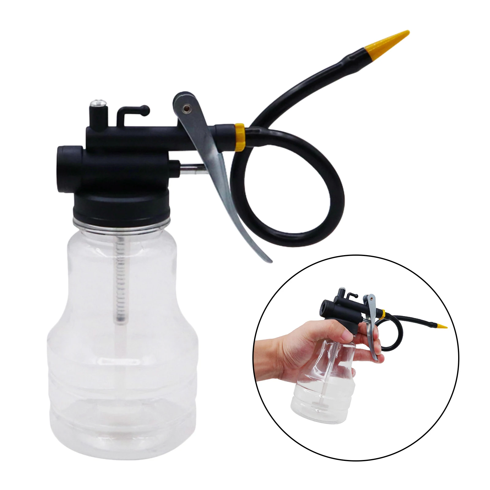 Professional Oil Can Lubrication Oil Plastic High Pressure Pump Mini Hose Oil Injector Can Flexible Hose Fast Oiling Anti-drop