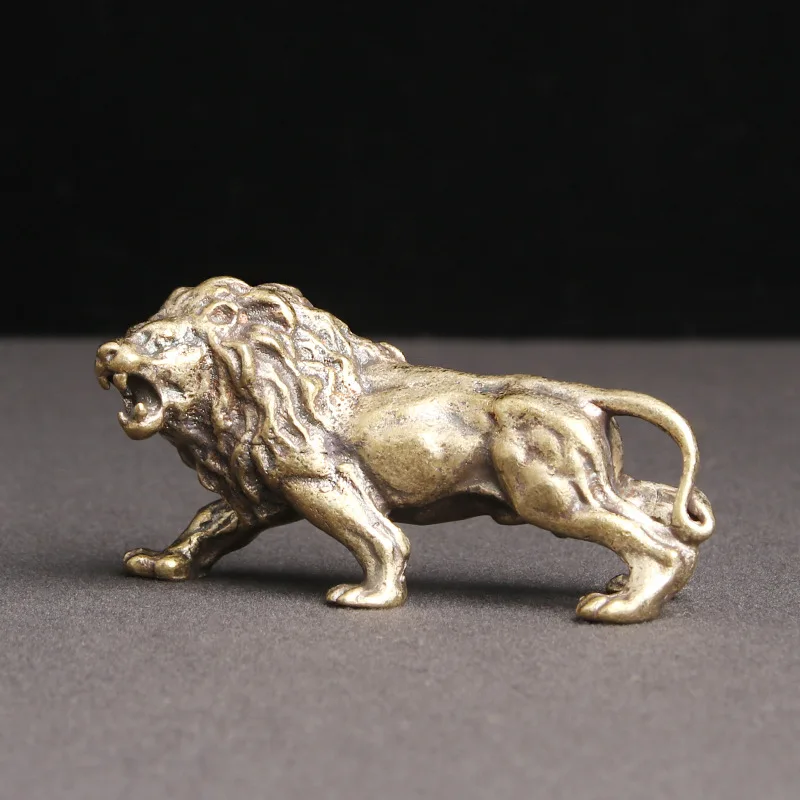 Copper Majestic Lion King Miniatures Figurines Craft Ornament Desk Decor New 