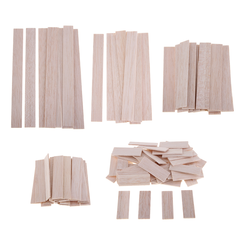 Rectangular Unfinished Balsa Wood Stick Wooden Dowel Rod for Kids Model Making DIY Craft Home Wedding Party Decoration