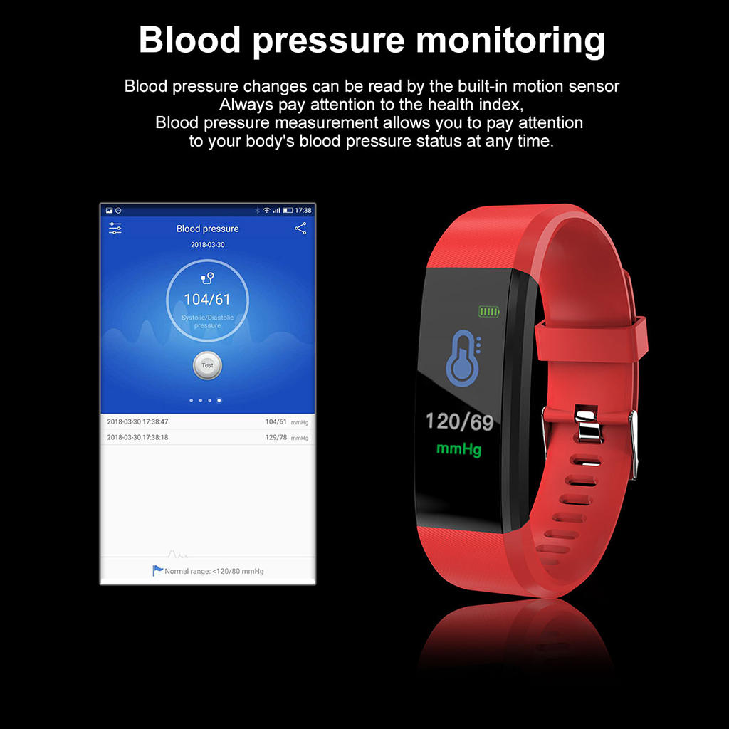 Bluetooth Smart Bracelet 115plus Smart Watch Wristband Ring Waterproof Sports Blood Pressure Pedometer Sports Wristband Watch 