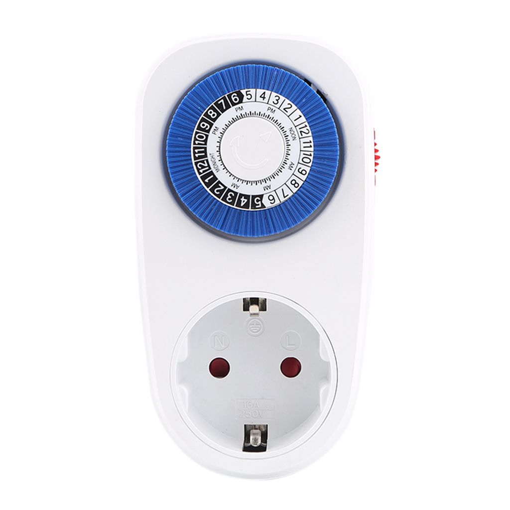 24Hour Mechanical Outlet Timer Home Appliace Interval Clock Wall Plate EU