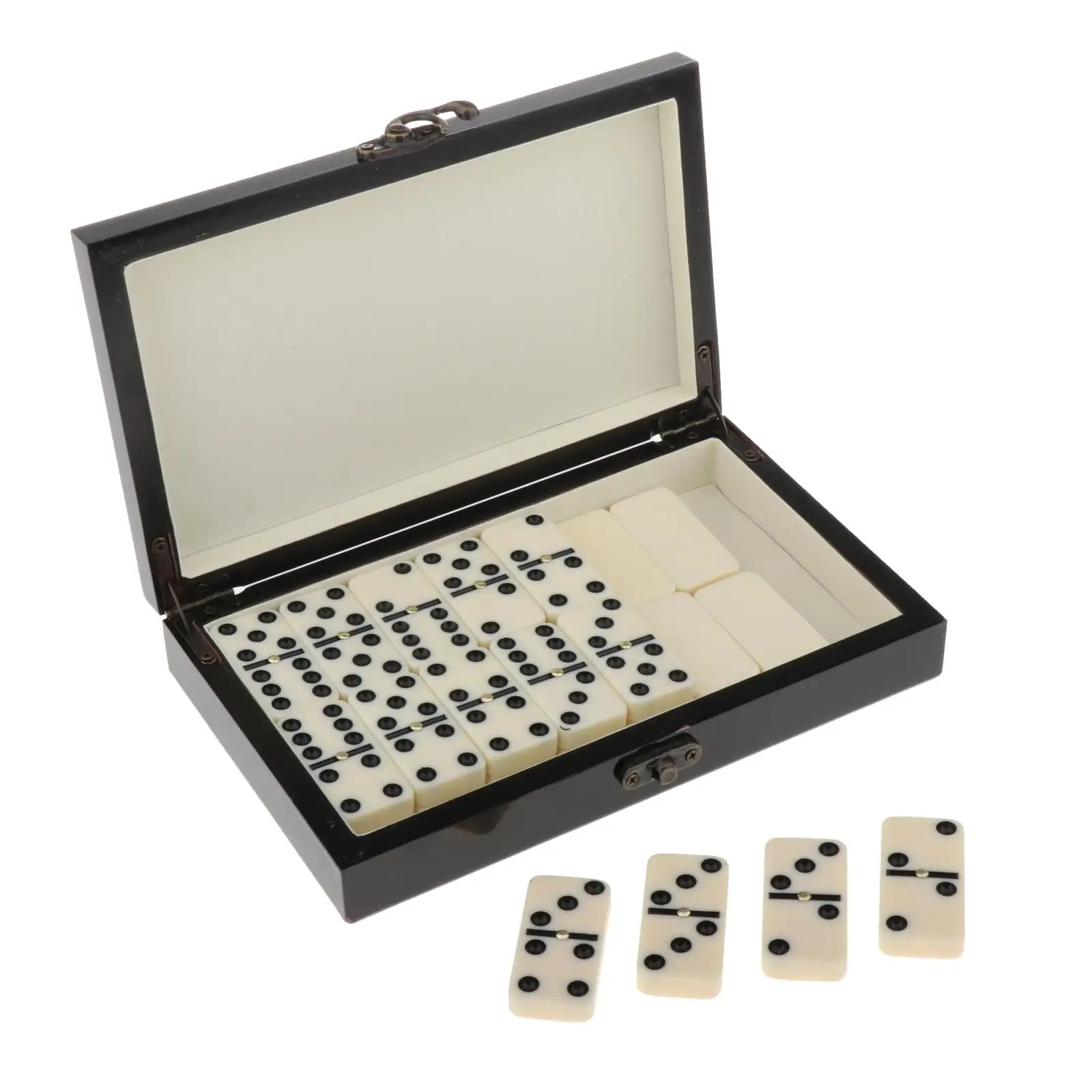 Premium Retro Dominoes Set Traditional Travel Table Game Gift and Wood Case for Kids Educational Toys