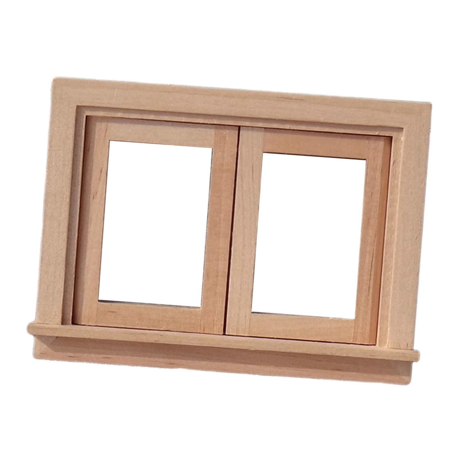 1:12 Wood Window with Two Panes for Dollhouse DIY Decor Pretend Toys Playset