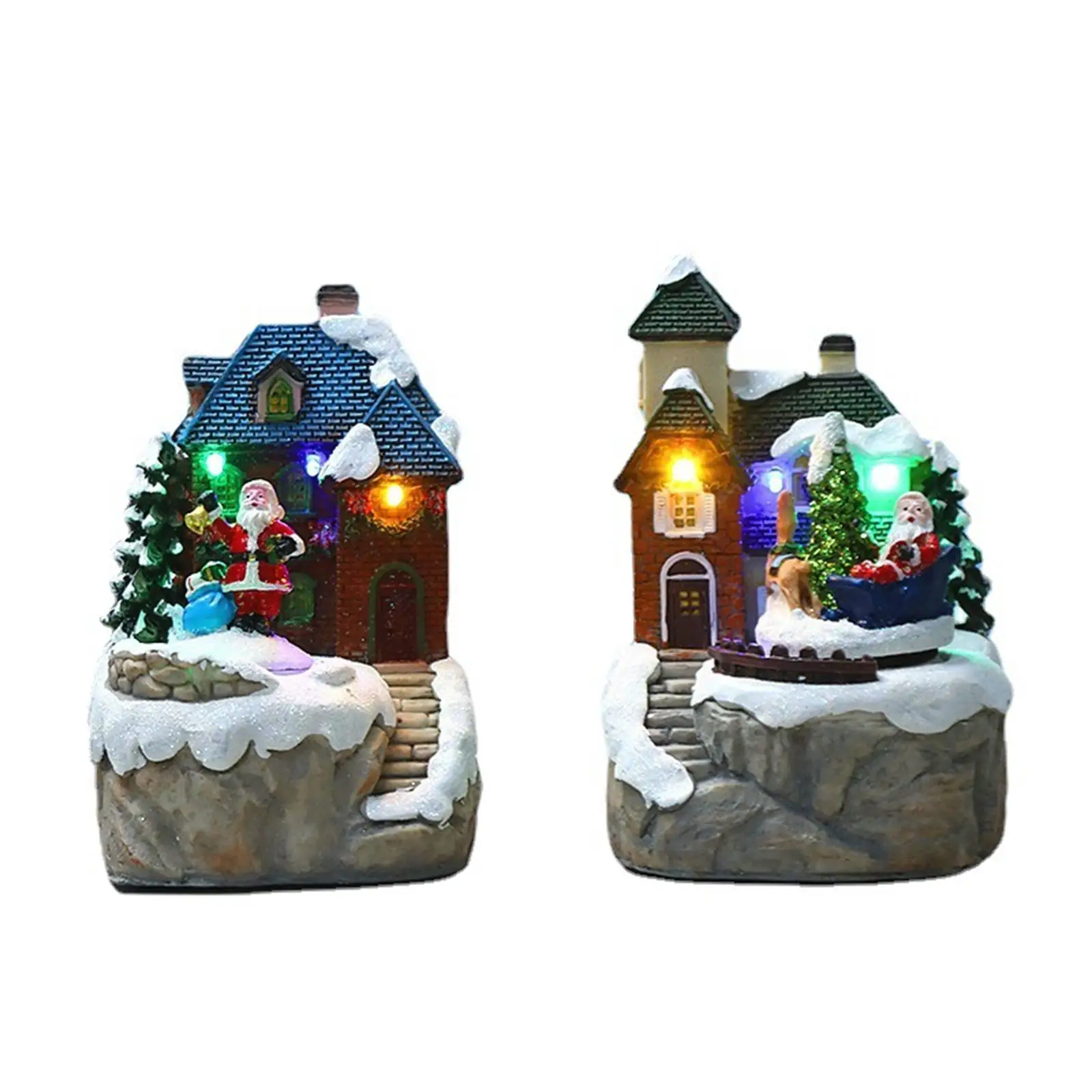 Creative Christmas Music Box Cabin Snow View House for Home Indoor Workshop Kids