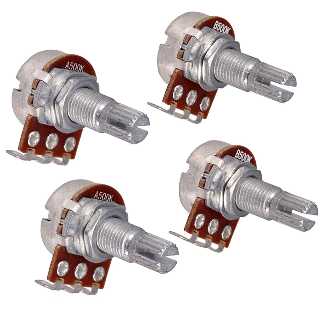 4pcs LONG SPLIT Shaft 500K Electric Guitar Potentiometers Volume Tone Control