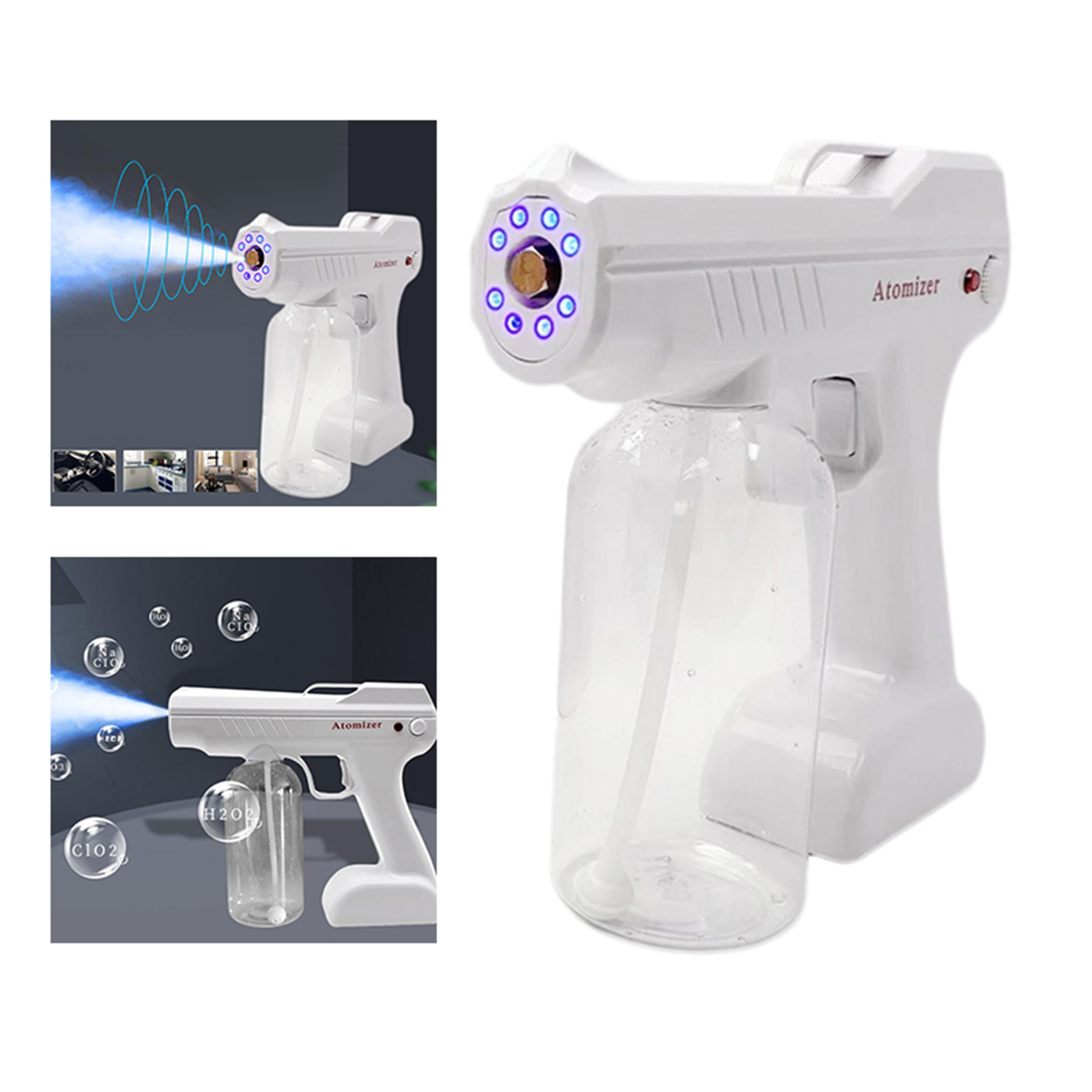 800 ML Sanitizer Sprayer Wireless Electric Disinfects Blue Light Nano Steam Spray Gun Sterilizing Nano Spray Gun For Home garden