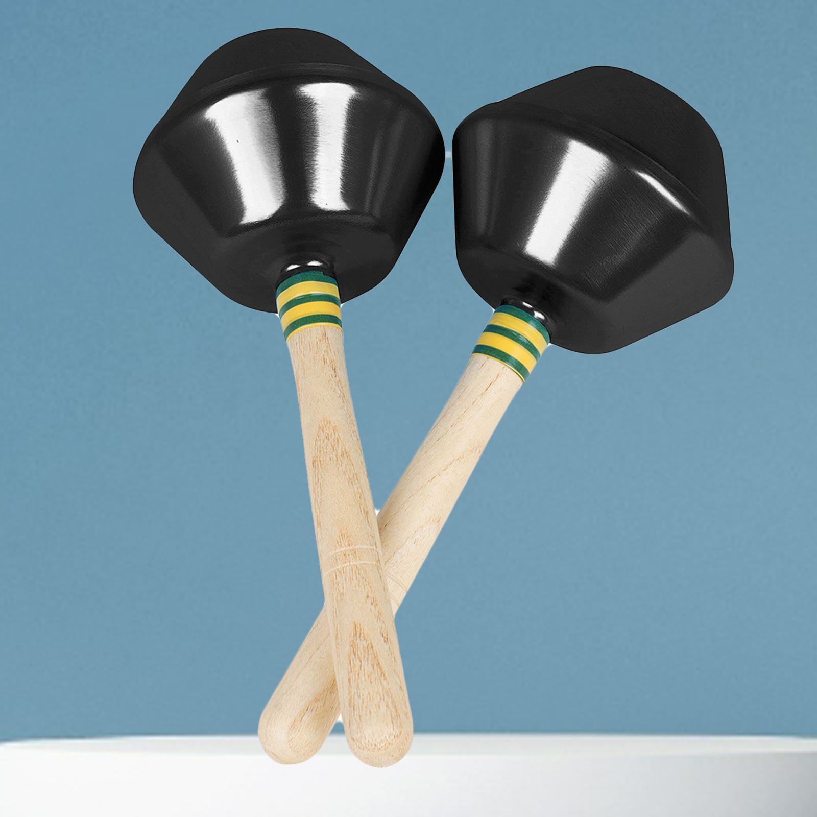 2 Pieces Educational Sand Hammer Wooden Handle Percussion Musical Instrument Toy for Performance