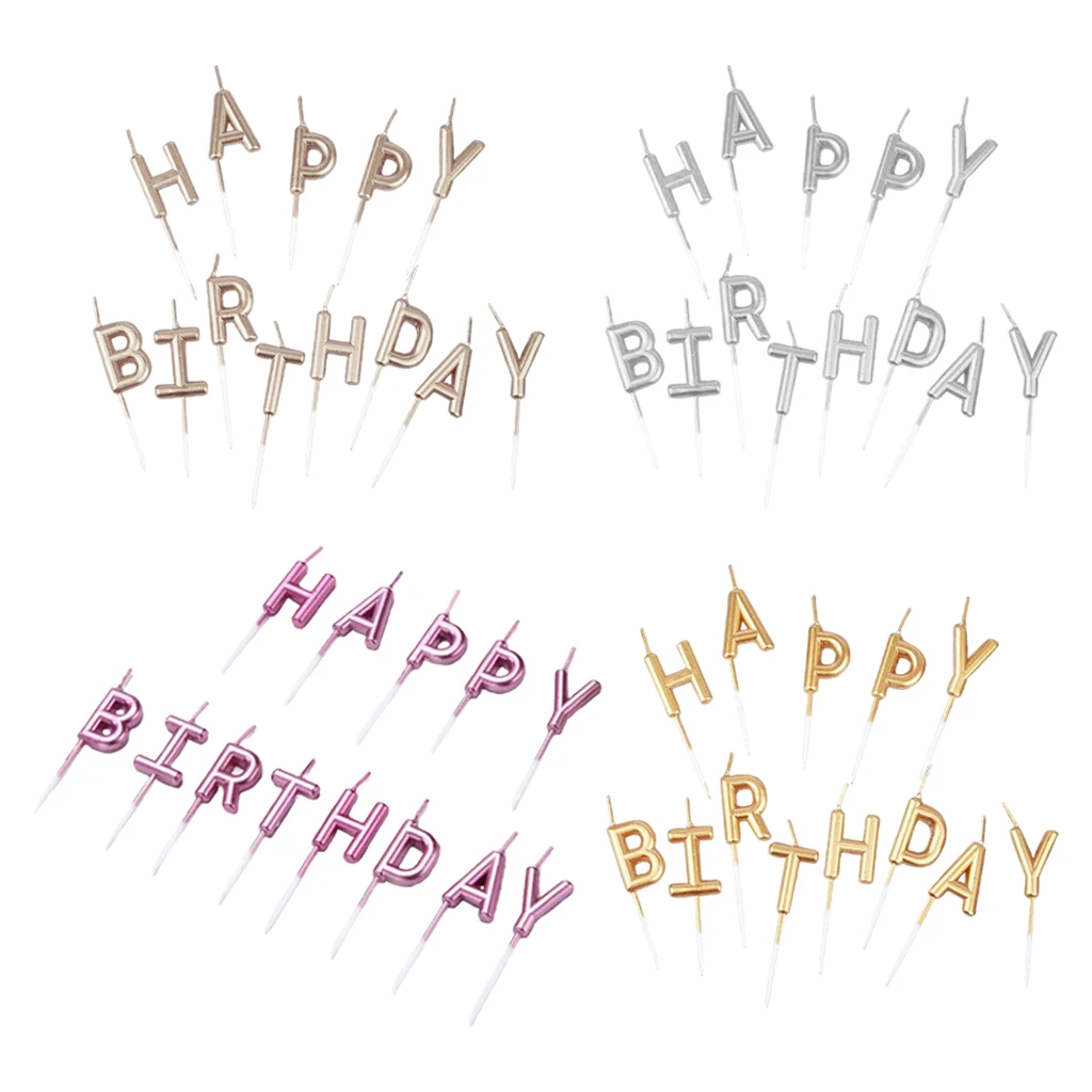 1Set Happy Birthday Candles Picks Letters Cake Topper Decor Sign Party Favor