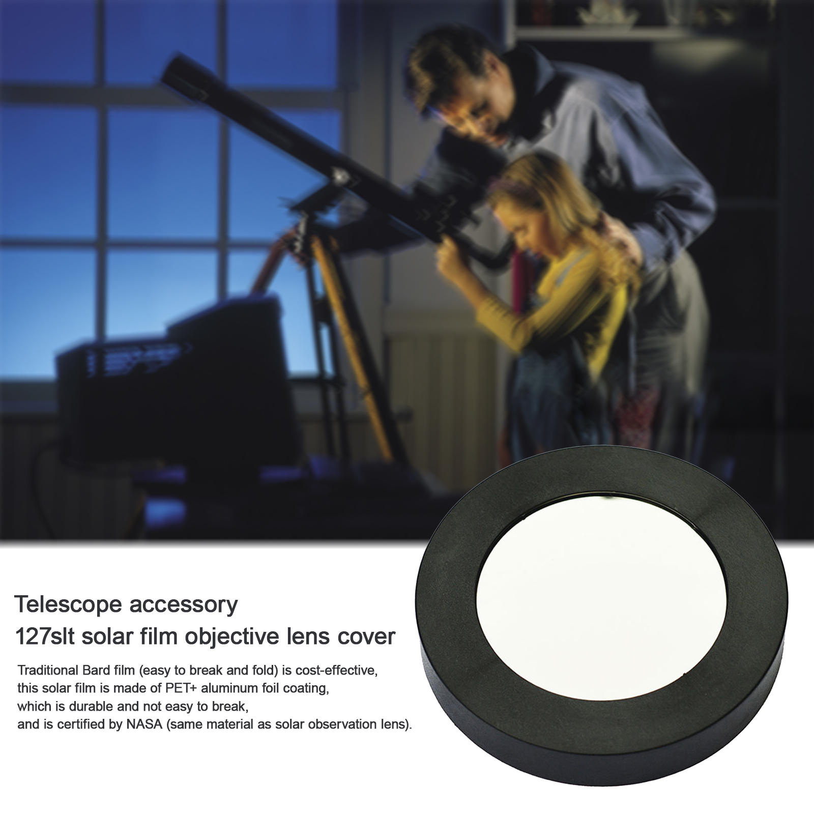 145mm Solar Filter Sun Film Lens Filter Camera Lens PET-coated Aluminum Foil Film Clear Scratch-Resistant Replace