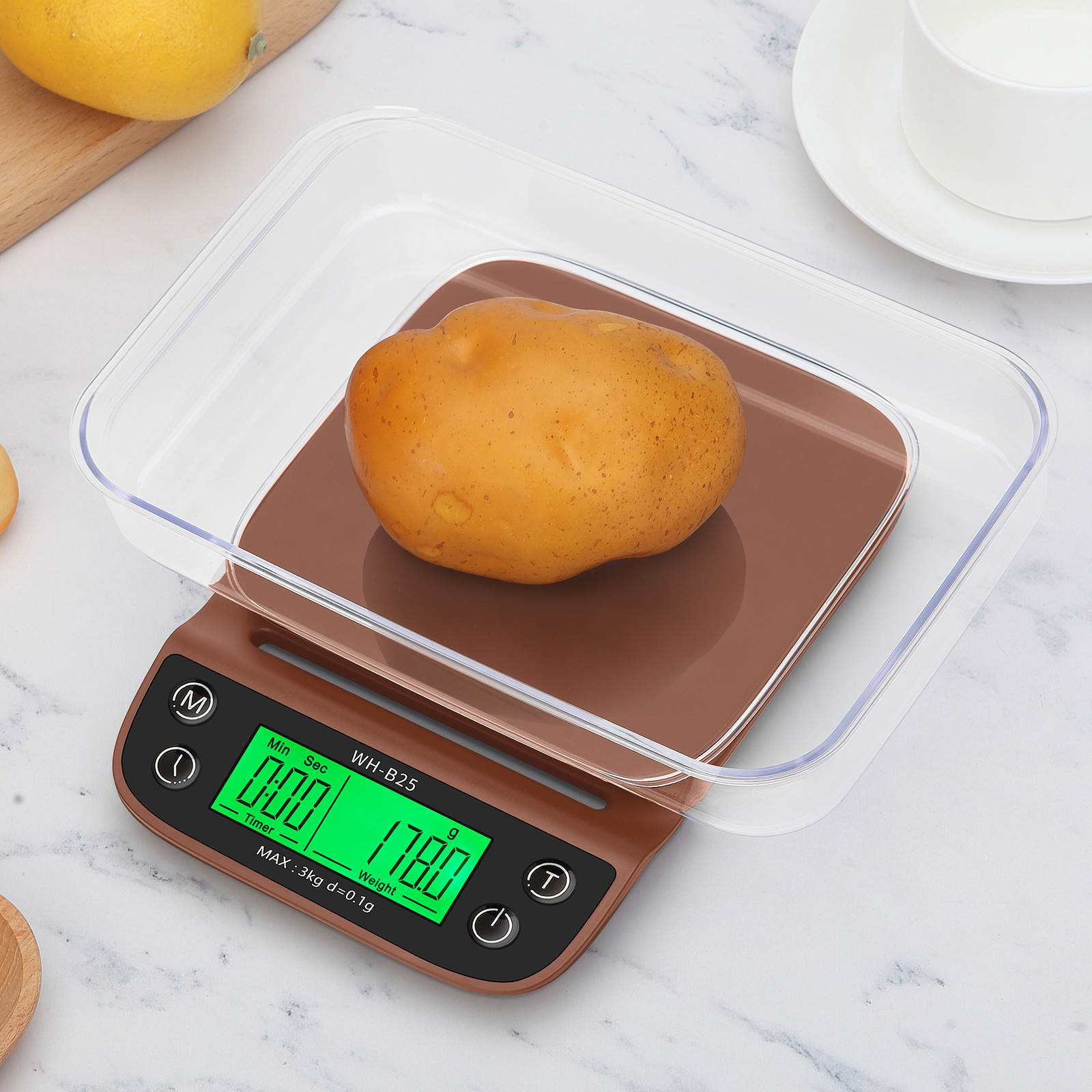 Multi-purpose Kitchen Scale Timer Function Digital Coffee Herbs Scale with Back-Lit LCD Display