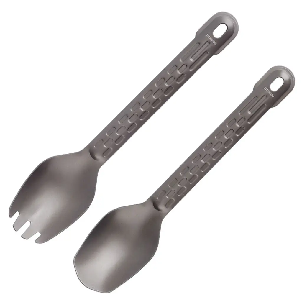Portable Titanium Spoon and Fork Lightweight Long-Handled Camping Tableware for Soup Spoon Hiking Traveling Outdoor Supplies