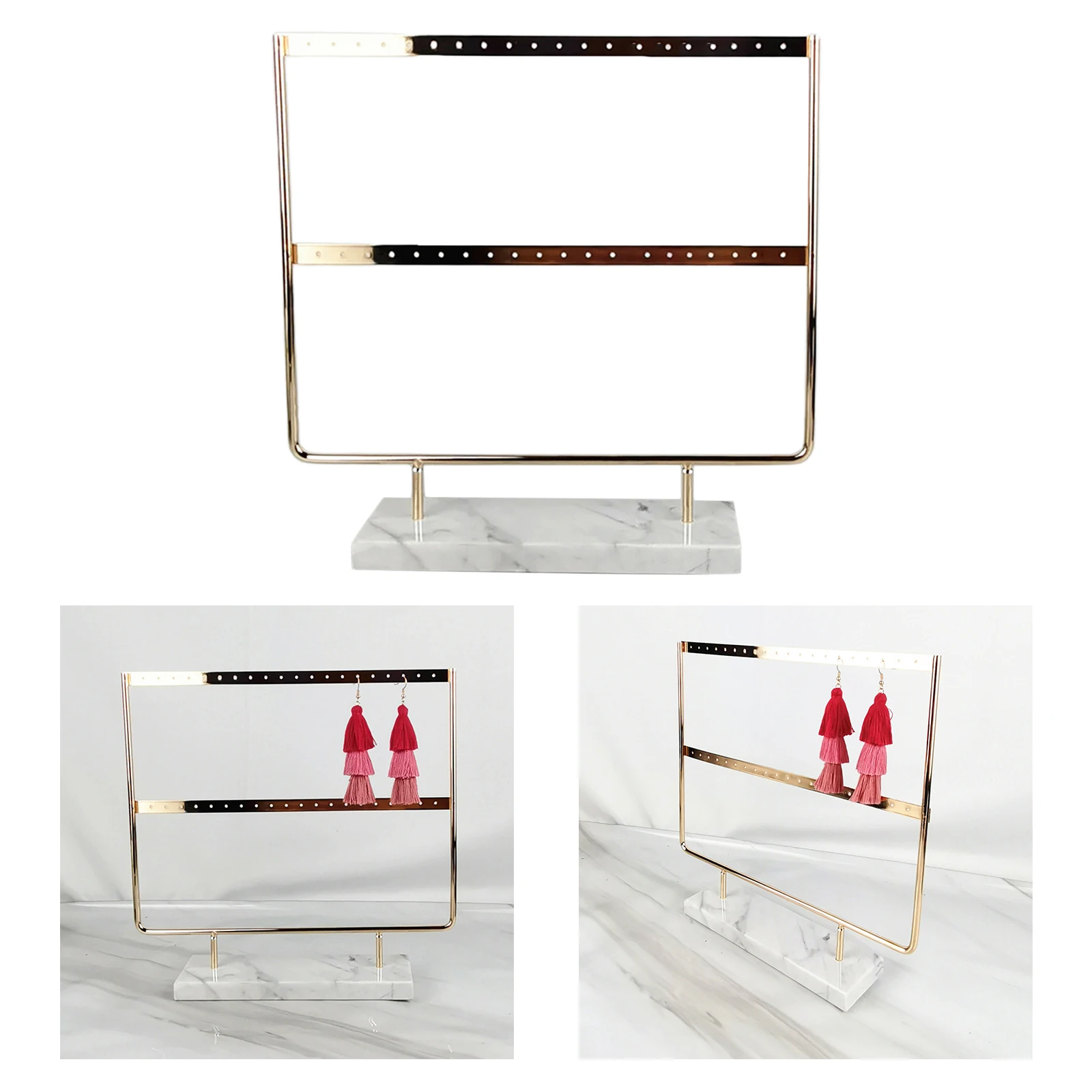 Marble Base Jewelry Holder Multi-tier Earring Display Stand Free Standing