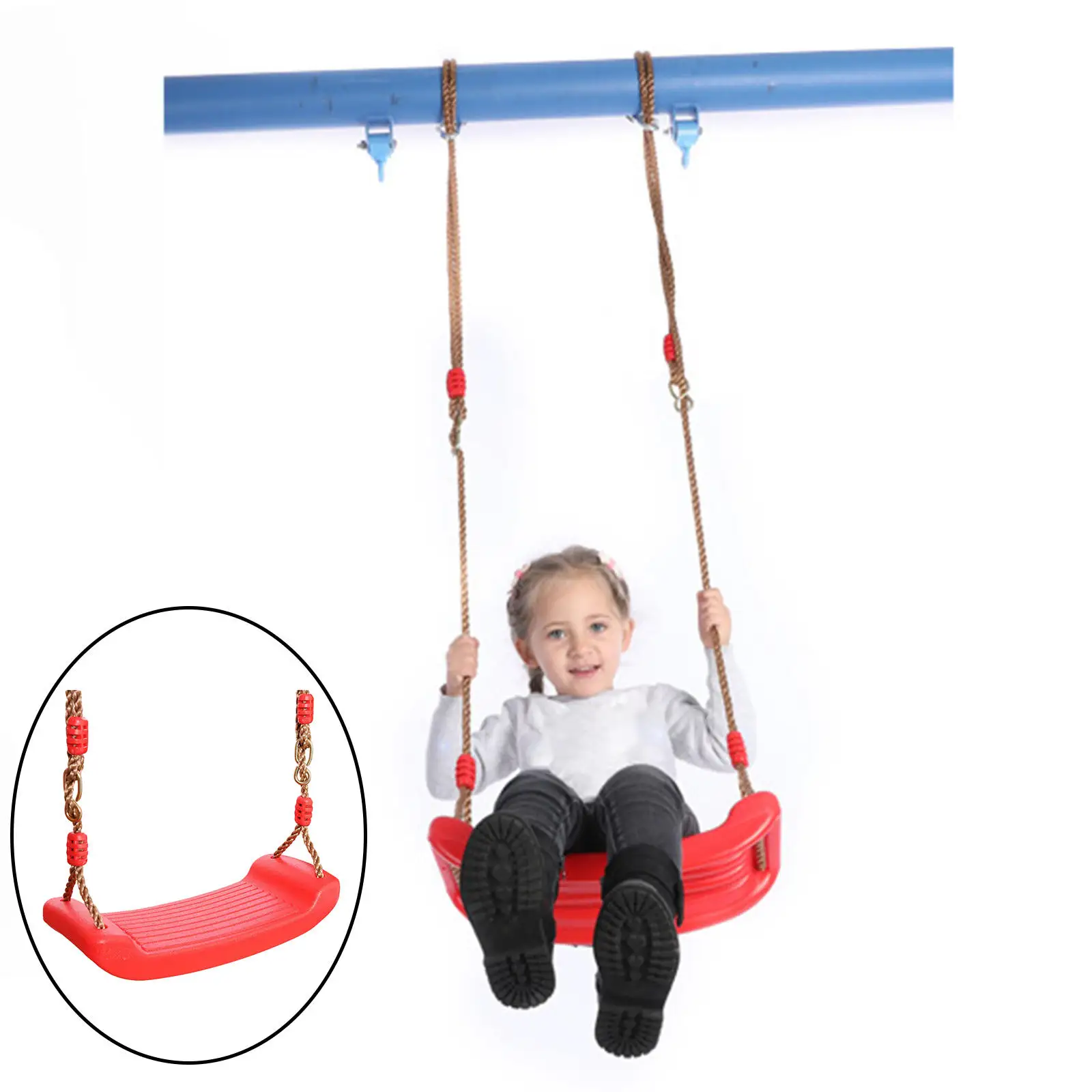 Swing Seat Set Playset with Tree Hanging Straps Hooks with Heavy Duty Durable Replacement Rope Tree Swing Seat for Children Baby