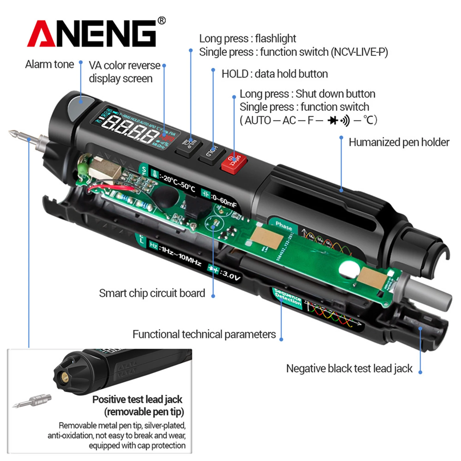 Professional Multimeter Tester 6000 Counts NonContact Electrical Instrument A3008 Digital Multimeter Auto Intelligent Sensor