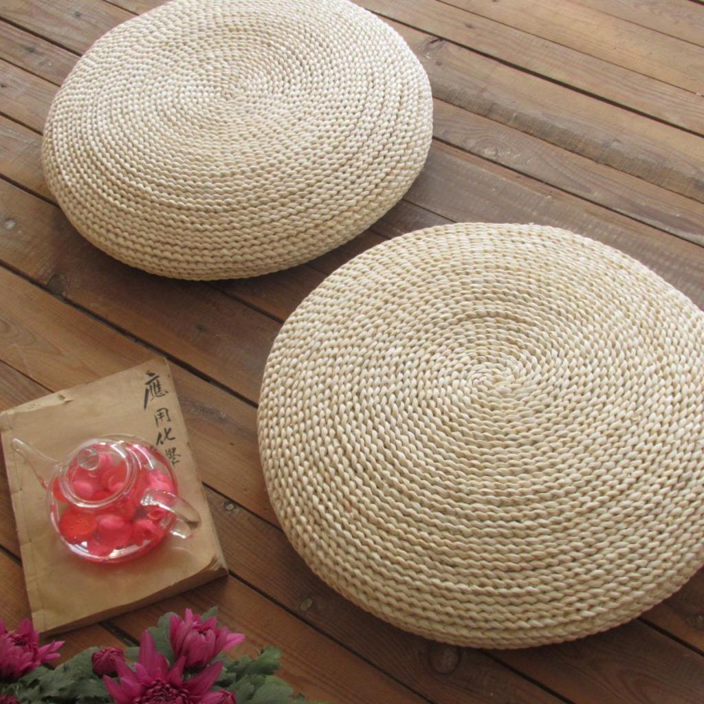 Japanese Style Handmade Straw Woven Seat Cushion Tatami Dia. 40cm (15.75')