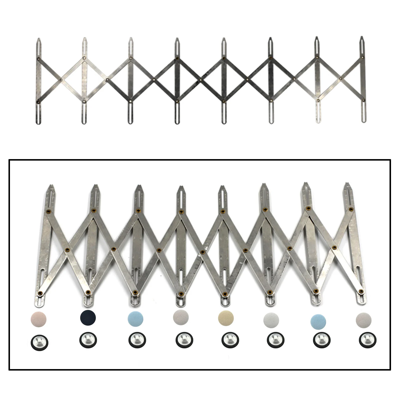 Guide Rule Expanding Aluminum Buttonhole Spacer Sewing Gauge for Window Curtain Drapery Button Holes Spacer  Adults Dressmaker punch needle rug for beginners