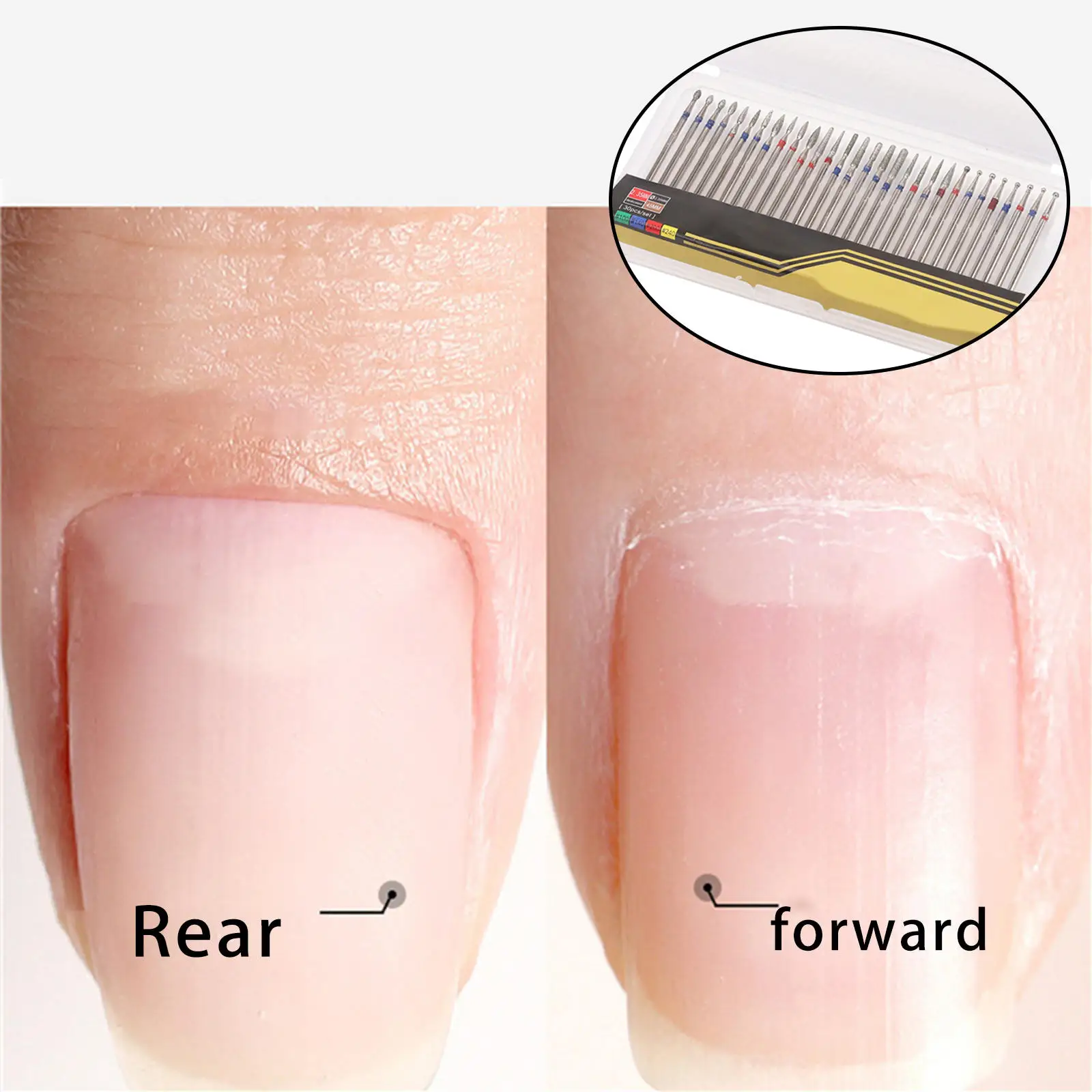30pcs Nail Drill Bits Kits for Remove Polishing Poly Acrylic Nails Cuticles Manicure Home Use Spa Professional