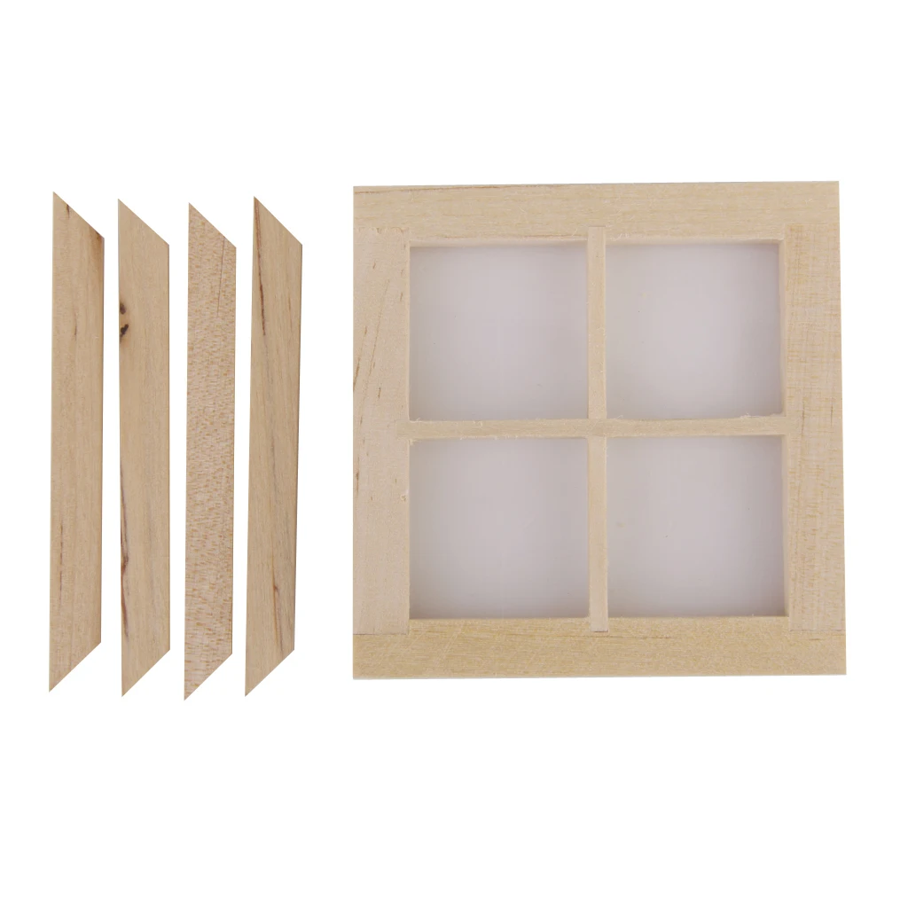1:12 Scale Dolls House Miniature Furniture Wooden 4 Pane Window With Frame
