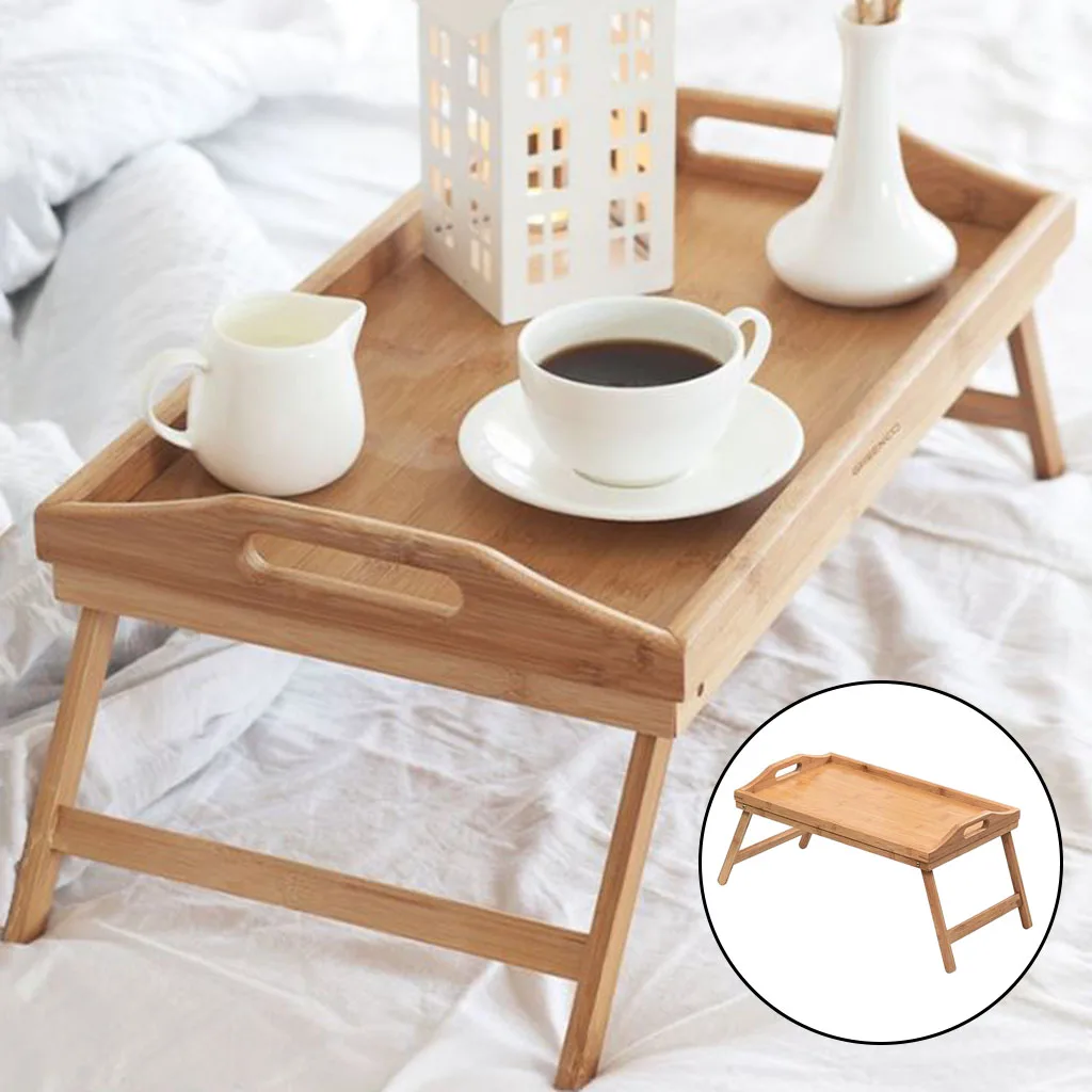 beige bandeja para sillón portátil 54,5 x 36 x 27 cm soporte de escritorio para sofá mesa de desayuno Bandeja plegable para desayuno GOTOTOP 