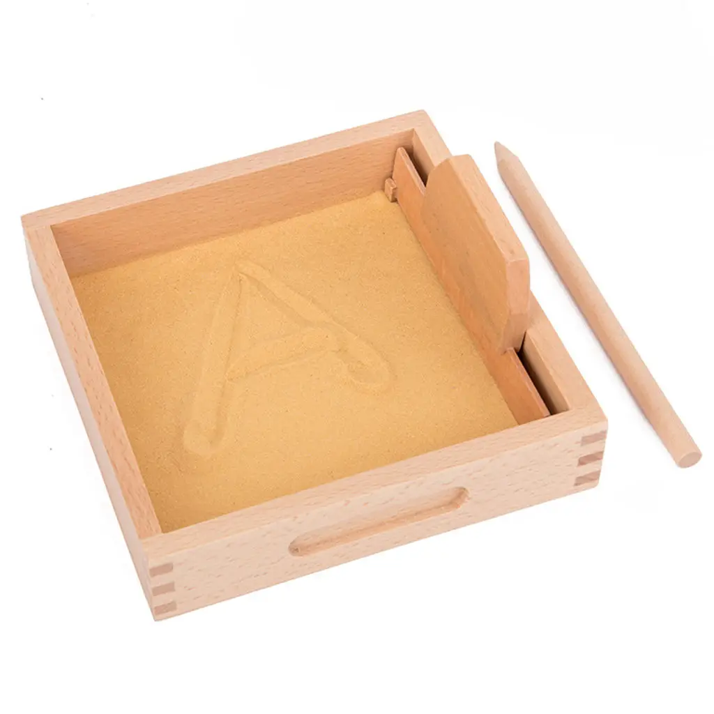 Montessori Wooden Scraping Sandbox with Wooden Pen Sand Table Practice Educational Alphabet and Number Painting Exercises Tool Montessori Wooden Scraping Sandbox with Wooden Pen Sand Table Practice Educational Alphabet and Number Painting Exercises Tool