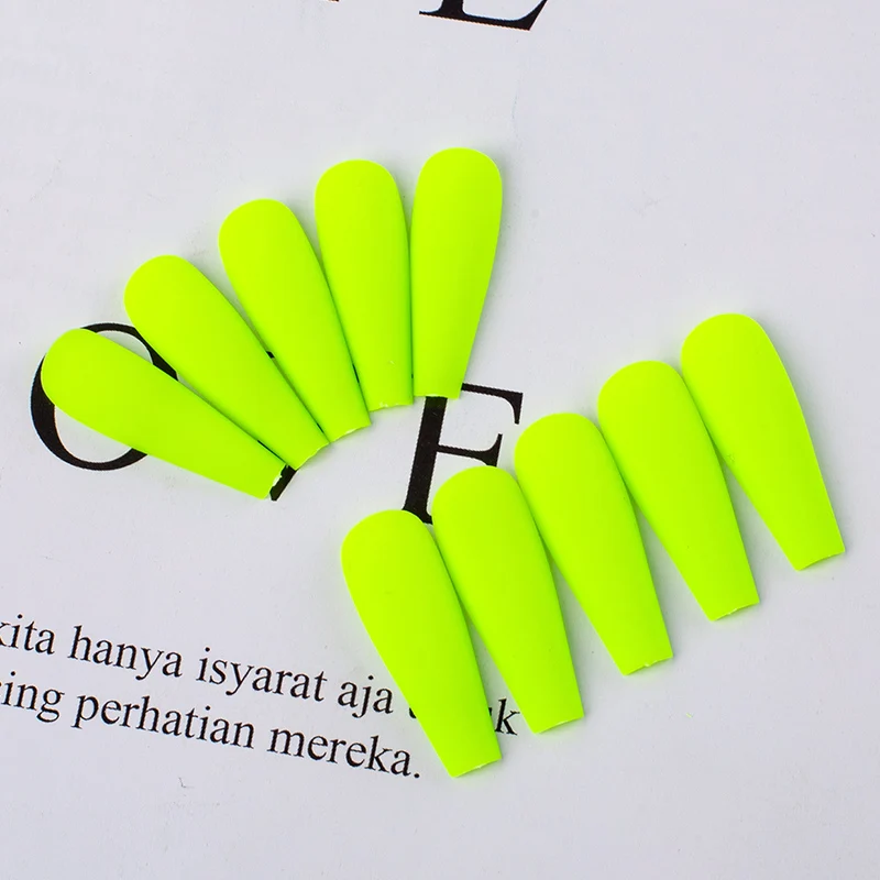 Fluorescent Yellow Fall Coffin Nails