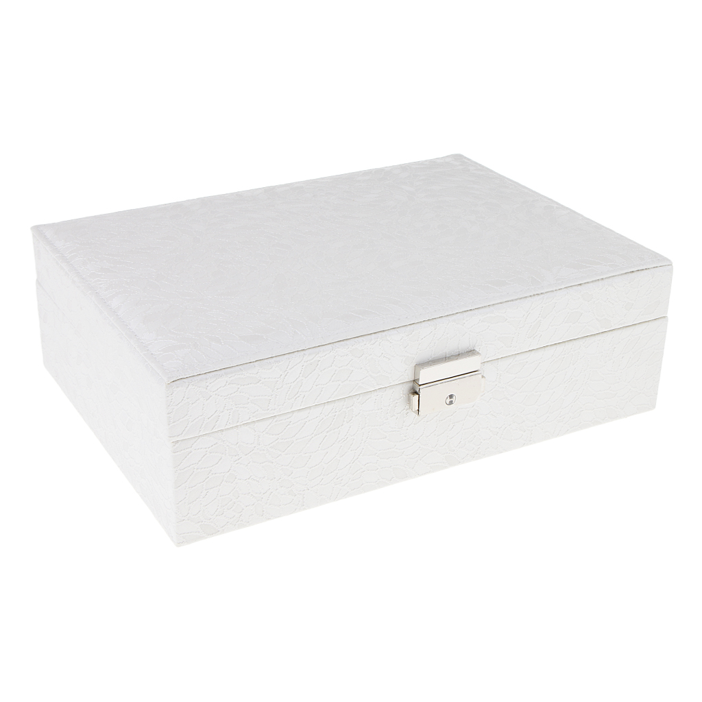 Mini Heart Mirror Double Layer Jewellery Box PU Leather Storage Cases Holder