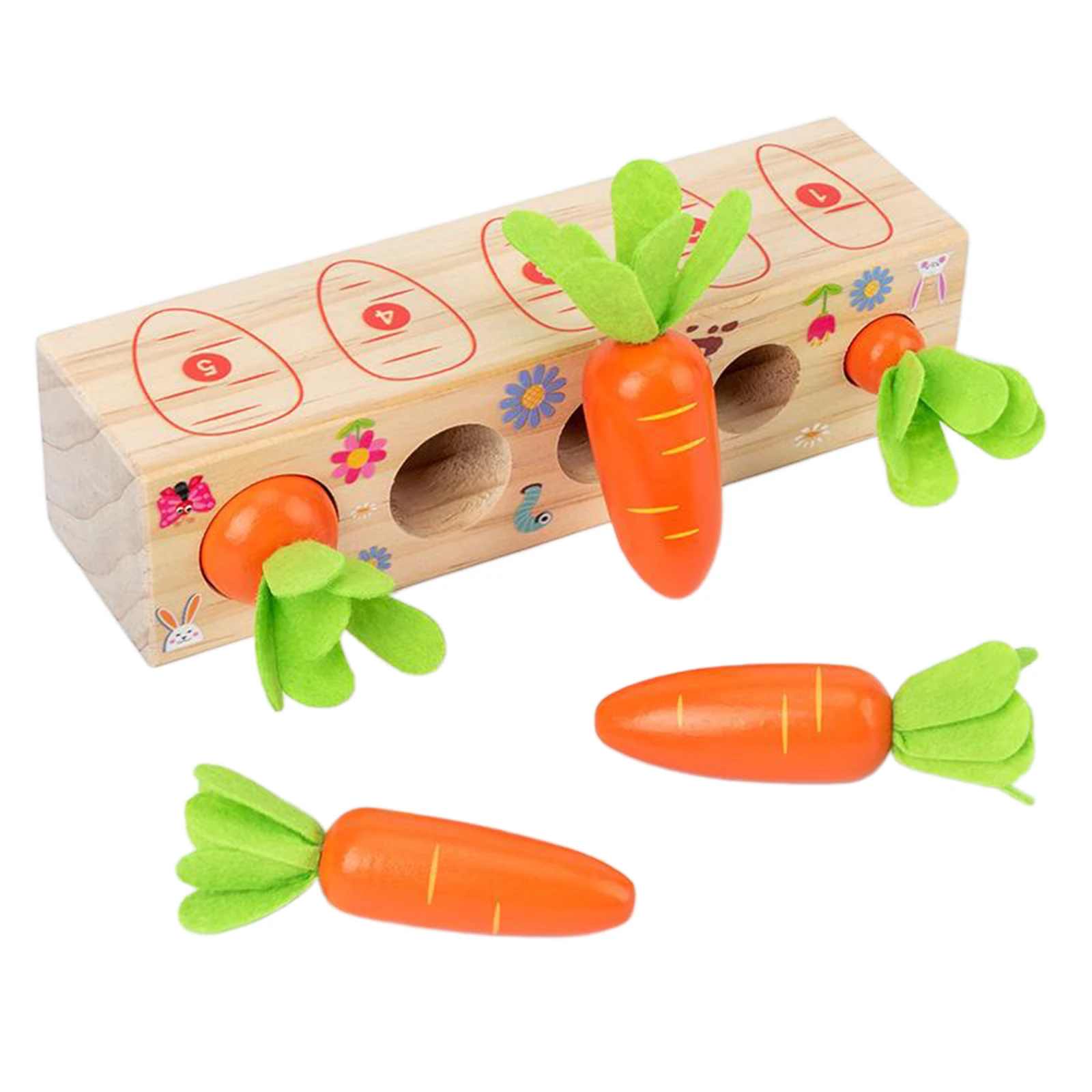 Wooden Carrot Harvest Game Wood Toys for Kids Matching Puzzle Memory Match Game for Developing Fine Motor Skill for Boys