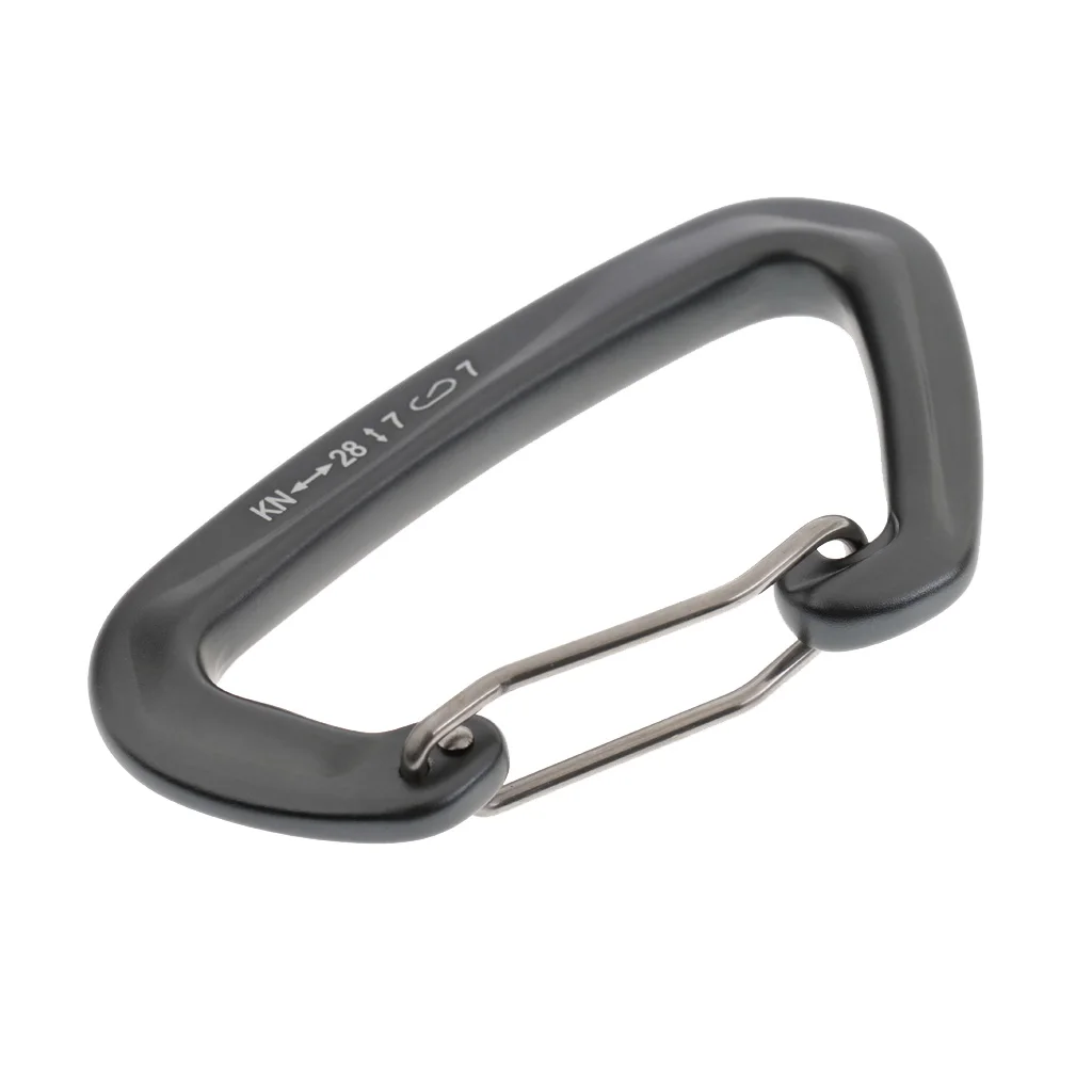 Pro Safety 28KN D Shape Spring Clip Wire Gate Carabiner For Rock Climbing Caving