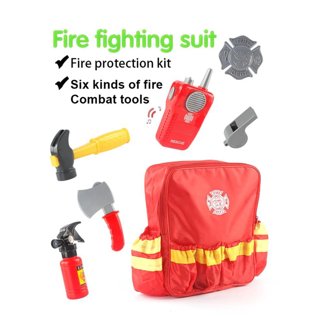 Liberty Imports 7 Pcs Fireman Gear Firefighter Costume Role Play Toy Set for