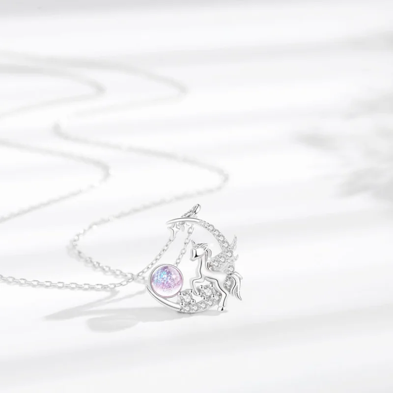 Crystal Unicorn Charm Pendent Necklace