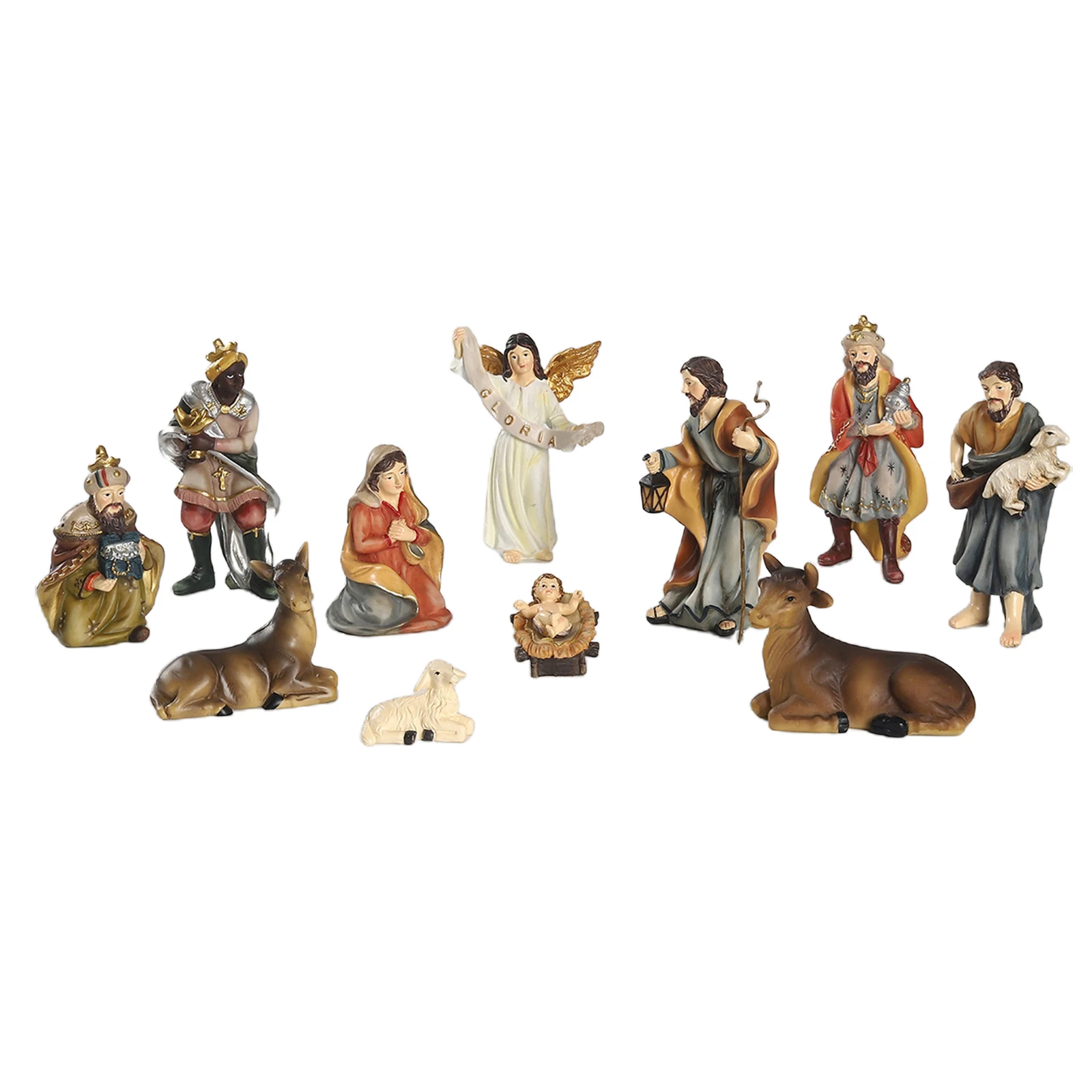 11 Piece Christmas Figurine Set Tabletop Nativity Scene Ornament Christmas Decor