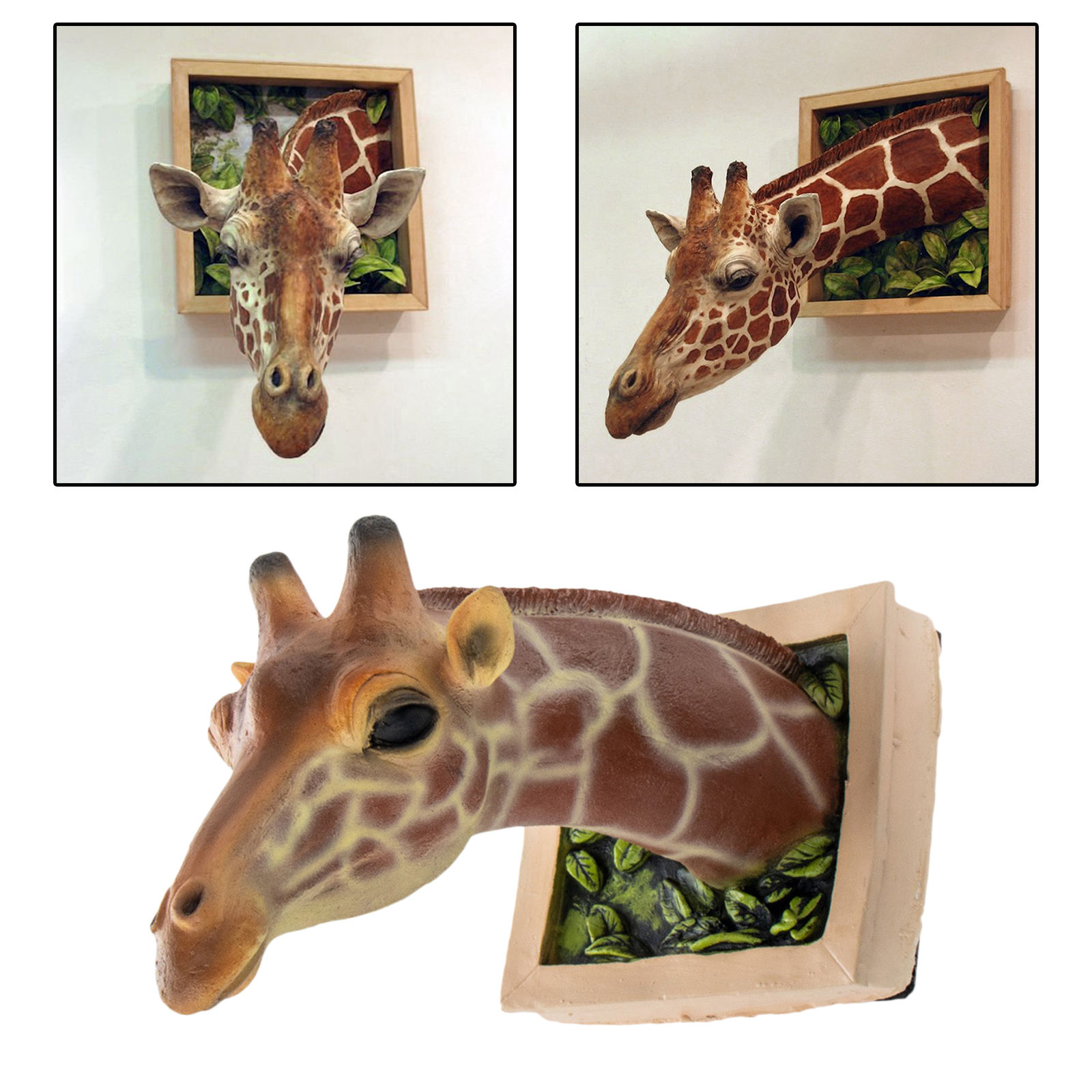 Giraffe Head Wall Mount Statue Wildlife Animal Head Kids Room Home Decor Artwork Background Wall Photo Props