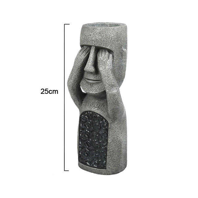 See Hear Speak No Evil Garden Easter Island Statues Creative Garden Resin  Sculpture Outdoor Decoration Stone Home Decor Gnome