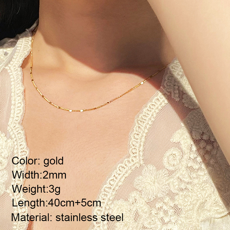 Goldene Farbe Halskette für Frauen Halsband 316L Edelstahl Kette Einfache Schlüsselbein Multilayer Mashup Halskette Schmuck Großhandel – Detail 10