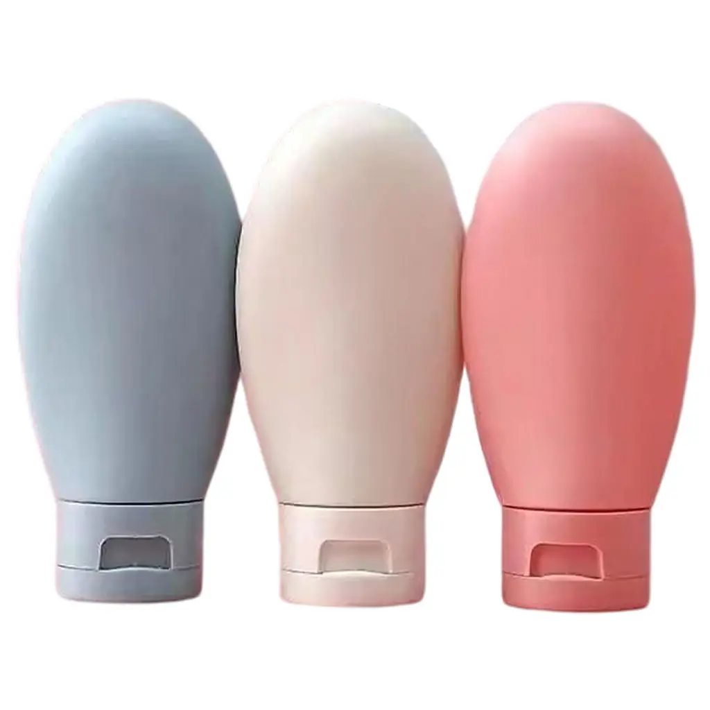 3x Squeezable Travel Size Bottles Leakproof Storage Liquids Lotion Toiletries Essence Cosmetic Shampoo Sunscreen Sub-Bottling