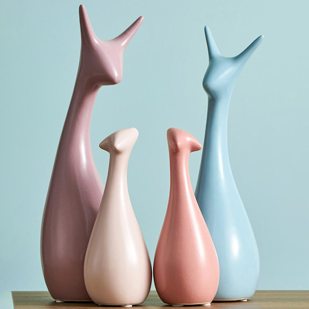 Chic Art Abstract Sculpture Ornament Tree Deer Figurine Statue Cabinet Decor