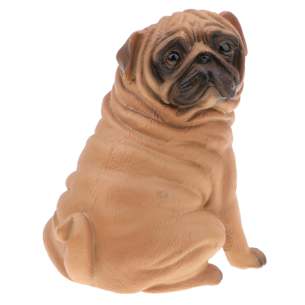 4 . 25   Inch   Simulation   Pug   Dog   Model   Figurine   Kids   Toy   Ornament  -  Yellow   Color