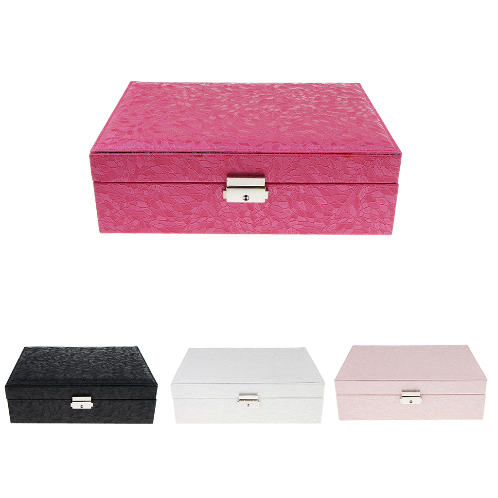 Mini Heart Mirror Double Layer Jewellery Box PU Leather Storage Cases Holder