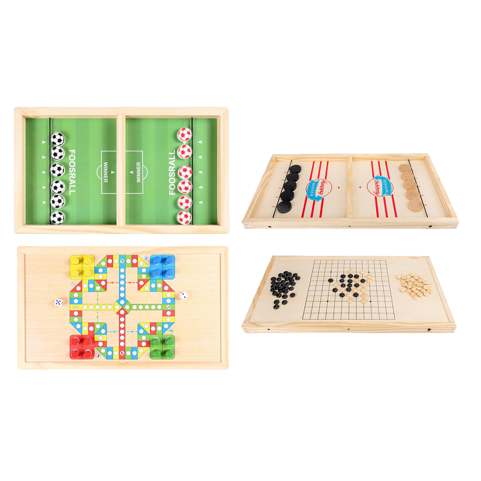 2 in 1 Sling Puck Game, Foosball Winner Board Games, Foldable Wooden Slingpuck Desktop Game Interactive Families Toys
