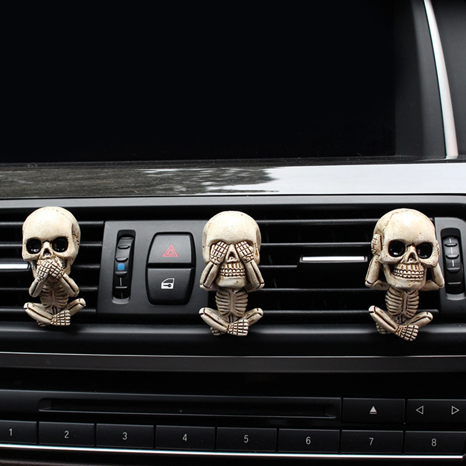 3 Pieces Skull Statue Automotive Interior Decor Skeleton Statue for Fairy Garden Decor